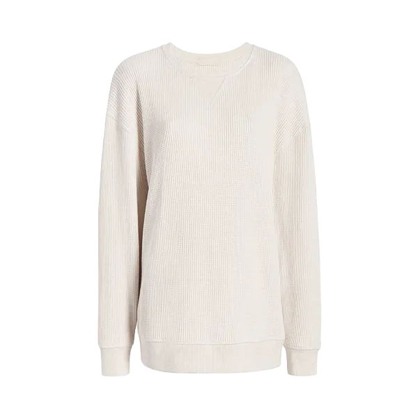 Waffle Crewneck Pullover | Heather Bone