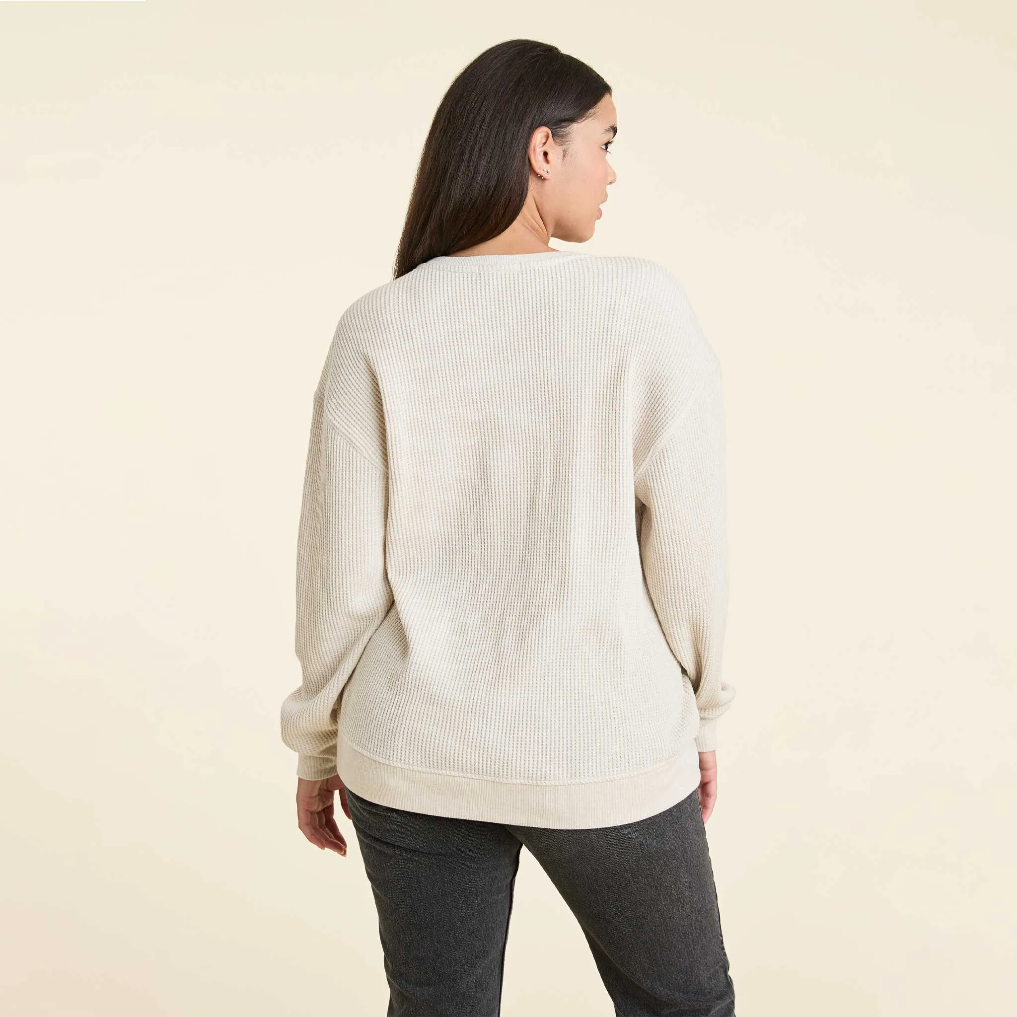 Waffle Crewneck Pullover | Heather Bone