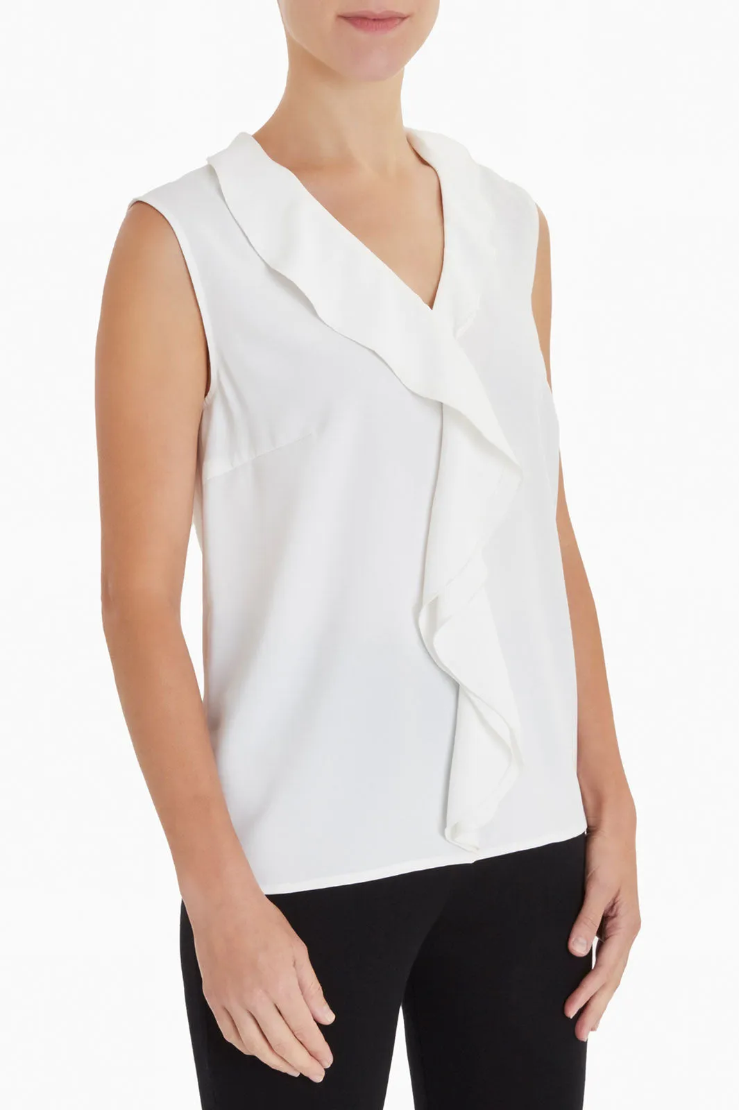 Waterfall Ruffle Crepe de Chine Blouse