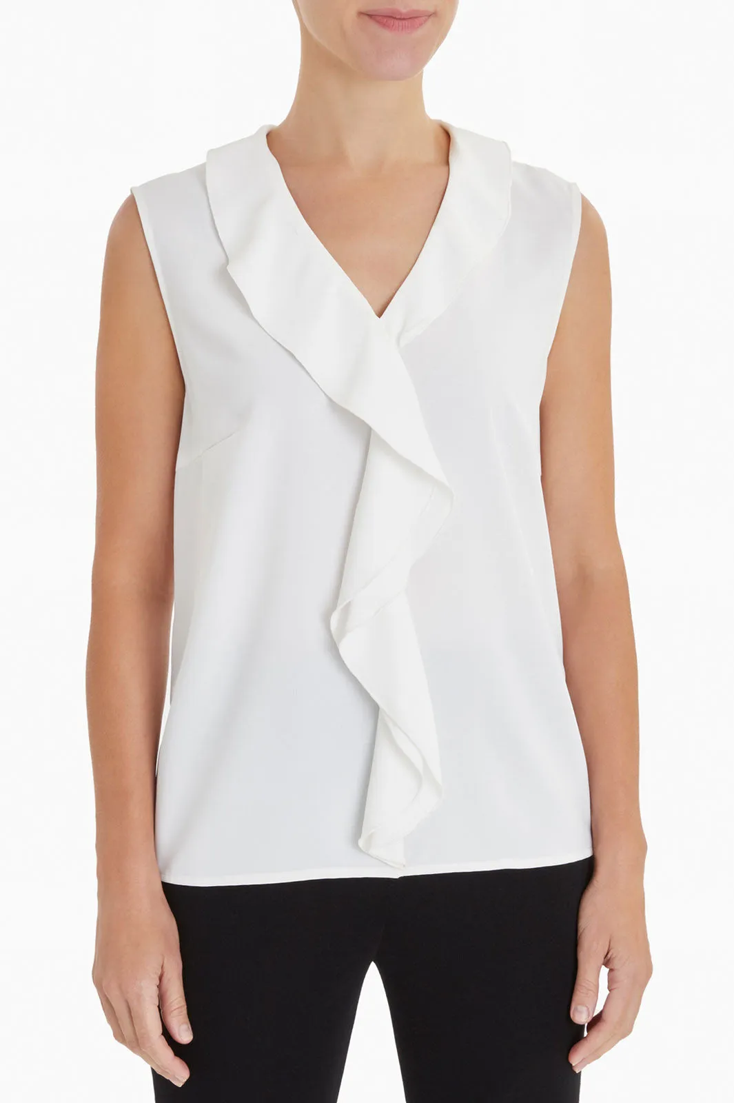 Waterfall Ruffle Crepe de Chine Blouse