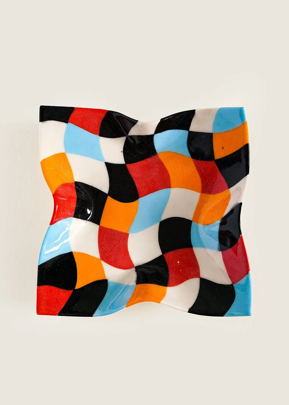 Wavy Patchwork Small Checked Handkerchief Dish