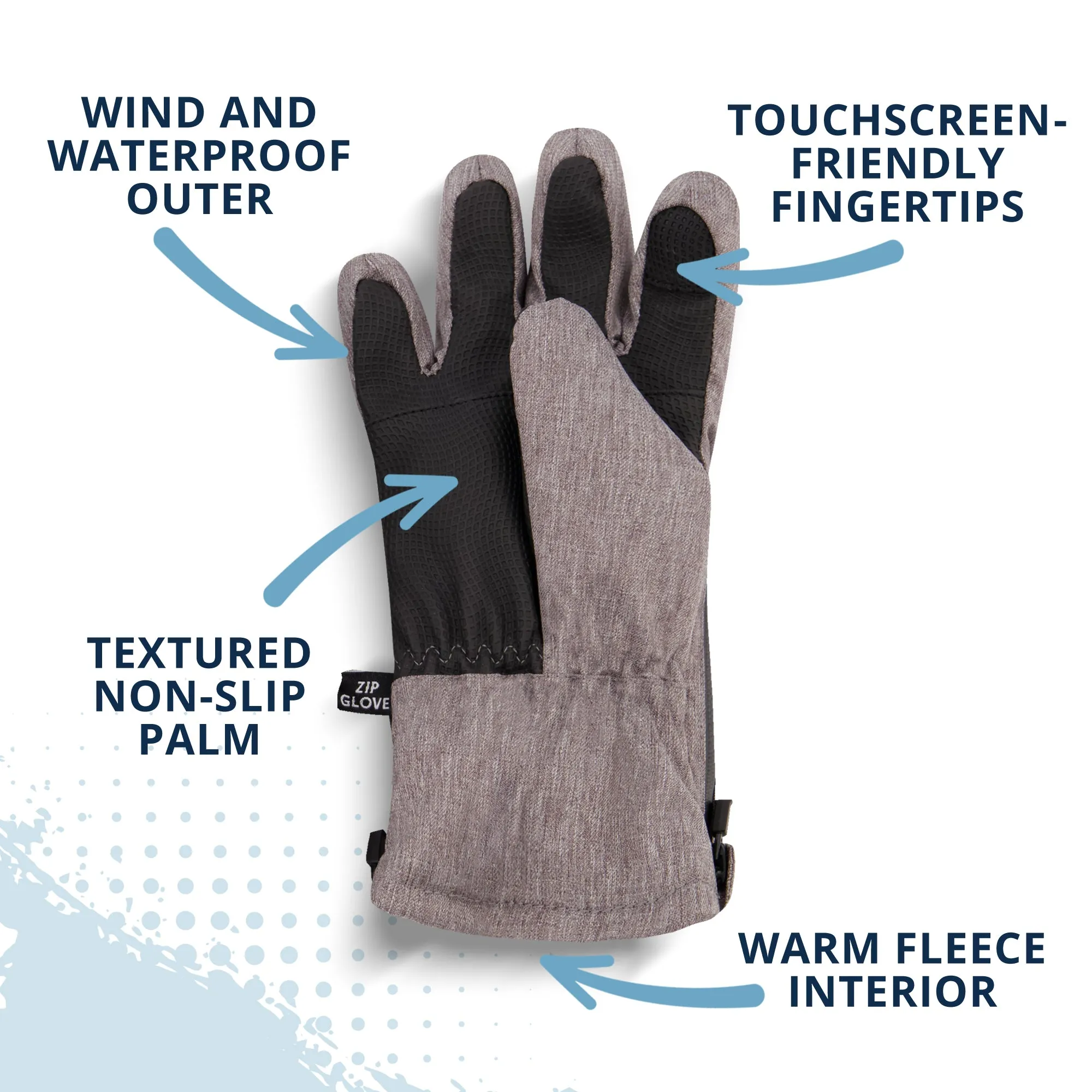 Winter & Ski Glove powered by ZIPGLOVE TECHNOLOGY | Grey