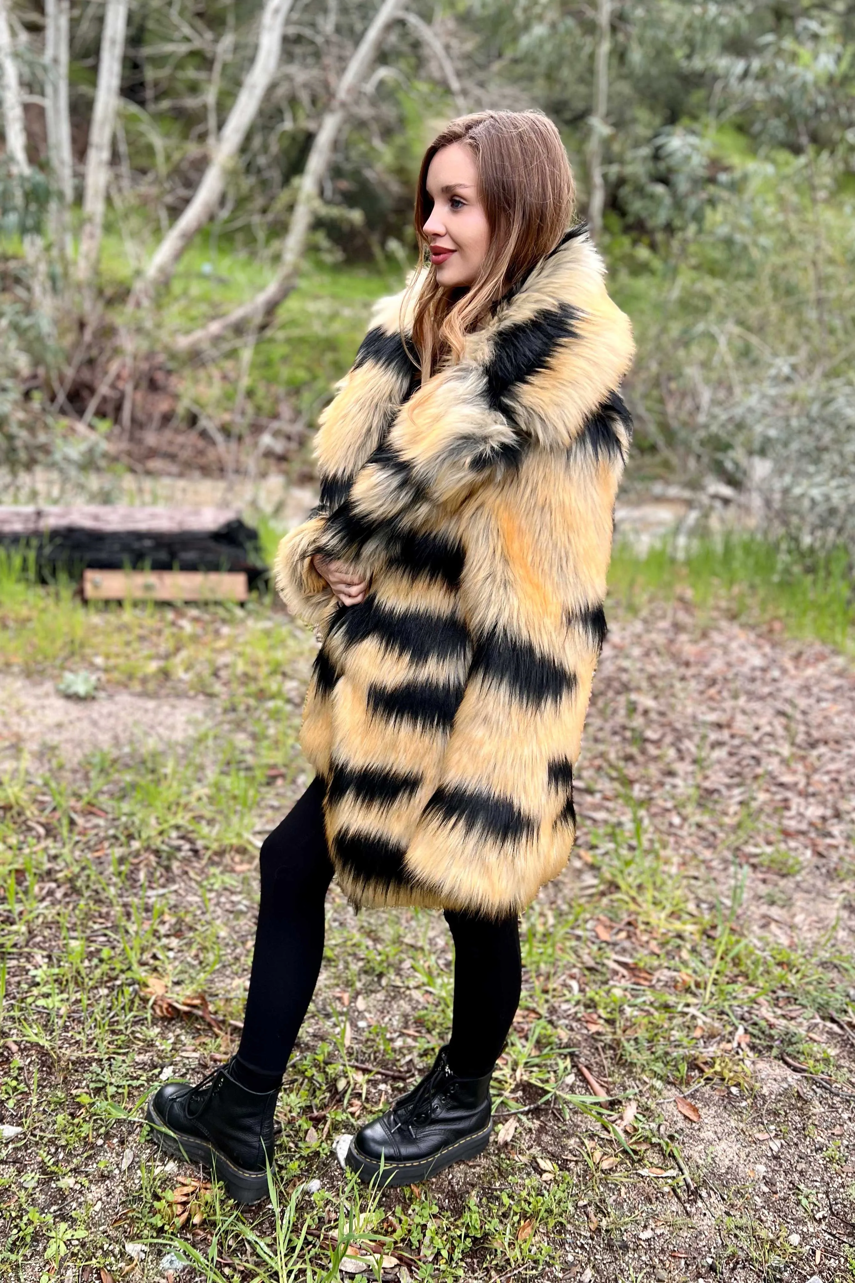 Women's Short Duchess Coat in "Abstract Tiger"