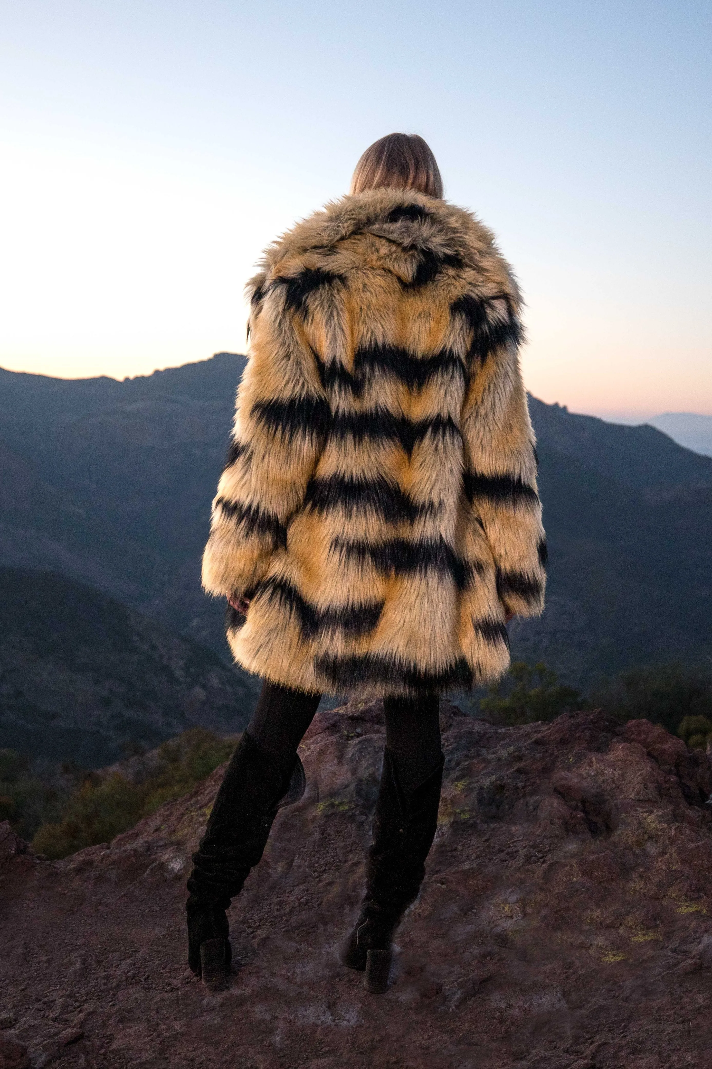 Women's Short Duchess Coat in "Abstract Tiger"