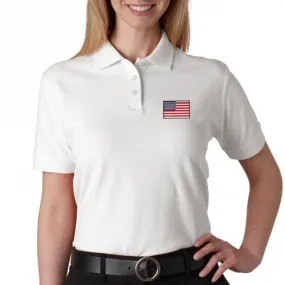 Women's US Flag Patch Polo Shirt